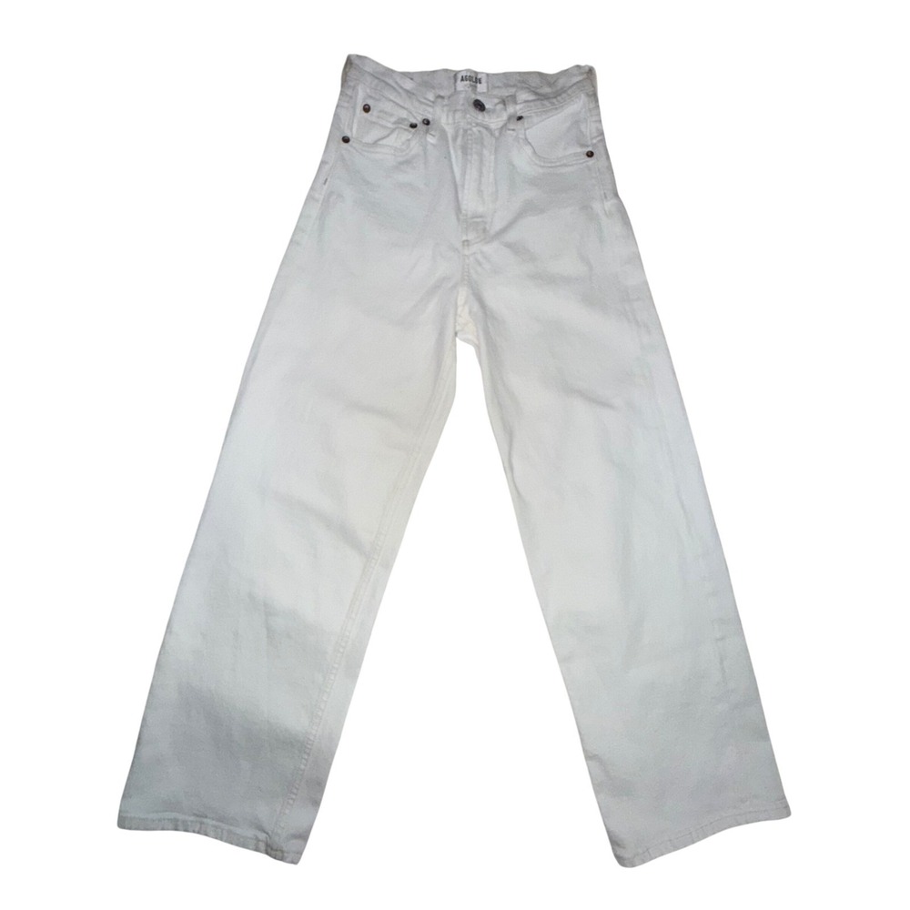 AGOLDE Wide Leg Jeans 25 OffWhite High Rise Relaxed Denim Minimalist Chic Summer